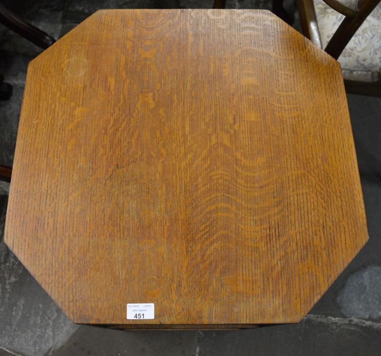 1930s oak Art Deco style octagonal occasional table 59cm high x 55cm wide - Image 2 of 3