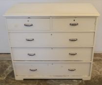 Victorian painted pine chest of drawers with later handles W 105cm H 93cm D 48cm