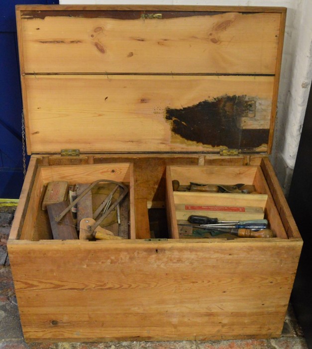 Pine cabinet maker's chest with tools