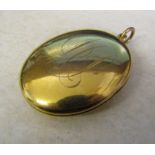 Large 9ct gold monogrammed locket weight 23.5 g Birmingham 1916 (height including clasp 6 cm)