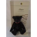 Steiff black alpaca mohair teddy bear with growler limited edition 2191/3000 H 32 cm complete with