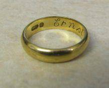 14 ct gold band ring weight 4.4 g size M/N (inscribed Ernst to inside)