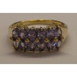 14k iolite ring with diamond accents size S, weight approximately 4.7g
