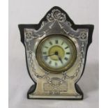 Silver fronted Edwardian mantle clock Birmingham 1909 H 14 cm