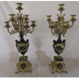 Pair of ornate gilt metal and marble candelabra H 61.5 cm