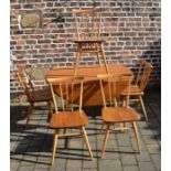 Ercol drop leaf table and 5 chairs