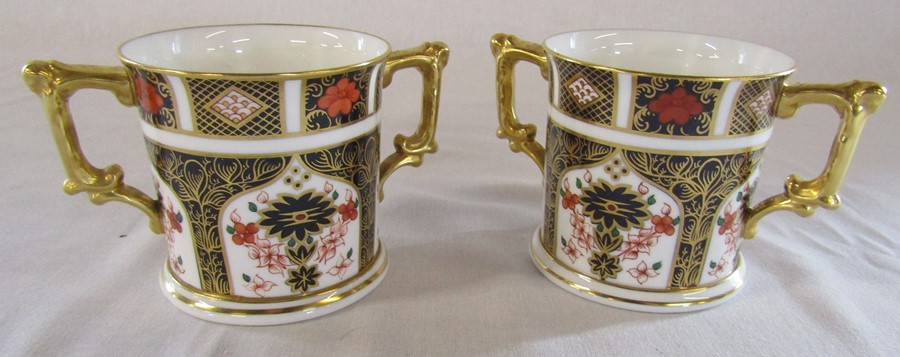 2 Royal Crown Derby imari loving cups H 7.5 cm no 1128 (first quality)