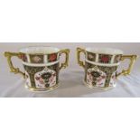 2 Royal Crown Derby imari loving cups H 7.5 cm no 1128 (first quality)