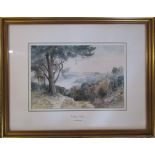 Framed watercolour by Lincolnshire artist John Brookes entitled 'Valley Mist Nth Yorkshire' 57 cm