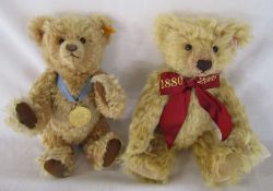 2 Steiff teddy bears - Margarete Steiff celebration bear 2005 H 30 cm & Danbury Mint 2002 bear H