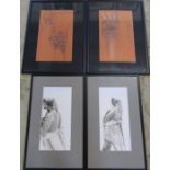 4 framed pencil and ink drawings by Lincolnshire artist Jane West inc Southwell Minster 61 cm x 43