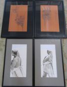 4 framed pencil and ink drawings by Lincolnshire artist Jane West inc Southwell Minster 61 cm x 43