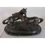 Bronze figure of two horses L 42 cm H 25 cm