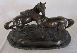 Bronze figure of two horses L 42 cm H 25 cm