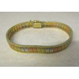 9ct gold multi coloured bracelet length 7" weight 13.6 g