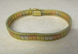 9ct gold multi coloured bracelet length 7" weight 13.6 g