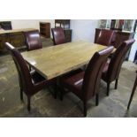 Contemporary marble effect pedestal dining table with 6 leather chairs 180 cm x 106 cm