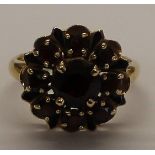 14k garnet flower ring size M, weight approximately 6.2g