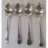 4 Georgian silver serving spoons London 1808, 1809, 1777 and 1799 total weight 7.78 ozt