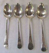 4 Georgian silver serving spoons London 1808, 1809, 1777 and 1799 total weight 7.78 ozt