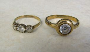 2 9ct gold cubic zirconia rings size I/J and R total weight 4.7 g