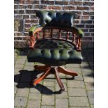 Green button back green leather swivel chair
