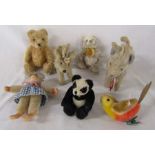 Selection of miniature teddy bears and animal collectable toys inc Charlie bear bag buddy Jobo,