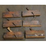 6 wooden moulding planes