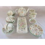 Minton Haddon Hall part tea service consisting of teapot, sugar bowl, milk jug, 6 cups and