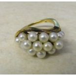 14ct gold pearl cluster ring size L total weight 6.5 g