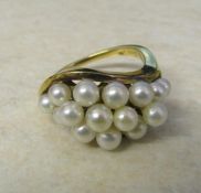 14ct gold pearl cluster ring size L total weight 6.5 g