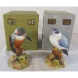 2 boxed Royal Crown Derby kingfisher birds - Australian kingfisher signed J Griffiths H 13.5 cm &