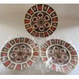 3 Royal Crown Derby imari plates no 1128 (2 still sealed) D 17 cm (first quality)
