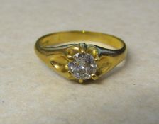 Tested as 18ct gold diamond solitaire ring 0.65 ct size R/S weight 4.3 g