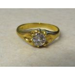 Tested as 18ct gold diamond solitaire ring 0.65 ct size R/S weight 4.3 g