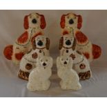 3 pairs of Staffordshire dogs, tallest 31cm