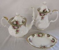 Royal Albert Celebration pattern teapot, coffee pot and dish