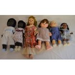 6 vintage hard plastic dolls