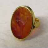 22ct gold intaglio ring size M total weight 8.9 g Birmingham 1919