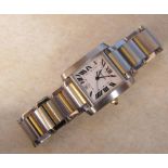 Cartier Tank Francaise automatic gents wrist watch, stainless steel and gold, no 466299CE 2302, with