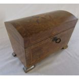 Walnut domed topped jewellery box with flower motif L 29 cm H 15.5 cm D 14.5 cm