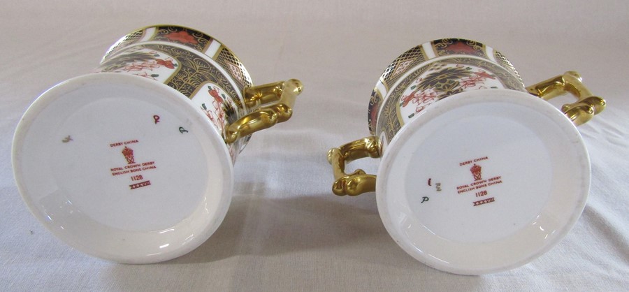 2 Royal Crown Derby imari loving cups H 7.5 cm no 1128 (first quality) - Image 3 of 3