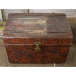 Early 20th century tin trunk with wood effect paint work L 76cm, D 52cm Ht 50cm