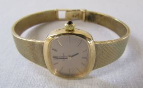 Ladies 9ct gold Omega watch with 9ct gold strap, 17 jewels, serial number 39-535481 total weight