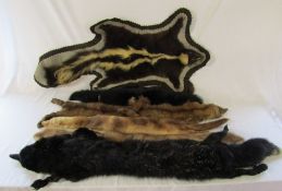 Various animal stoles inc mink and a small animal rug