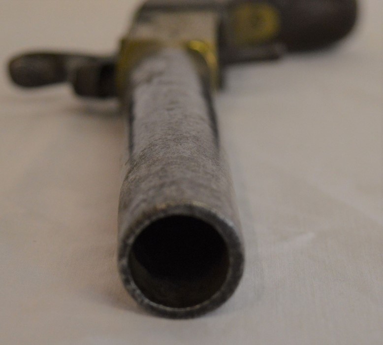 19th century percussion cap large bore pistol overall length 31cm with repair & missing trigger - Image 3 of 3