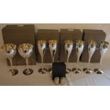 Culinary Concepts silver plate ware including pair of wine goblets, 6 champagne flutes, salt &