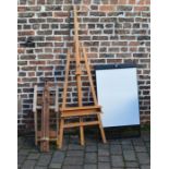 3 wooden artists easels & a SASCO flipchart easel