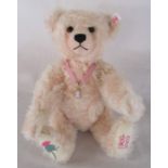 Steiff Queen Mother pink limited edition teddy bear 406/2002 with Wedgwood pendant and growler H