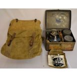 Vintage fishing tackle including 2 canvas bags, net, floats & reels
